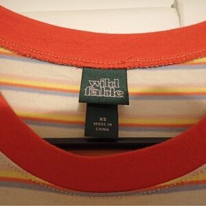 wild fable Striped Tank with Red Collar and Side Cutouts